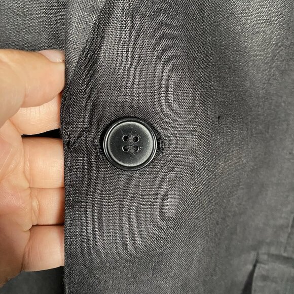 H&M 100% Linen Sport Coat 42R Black Ticket Pocket Blazer Two Button Dual Vent - Picture 6 of 16